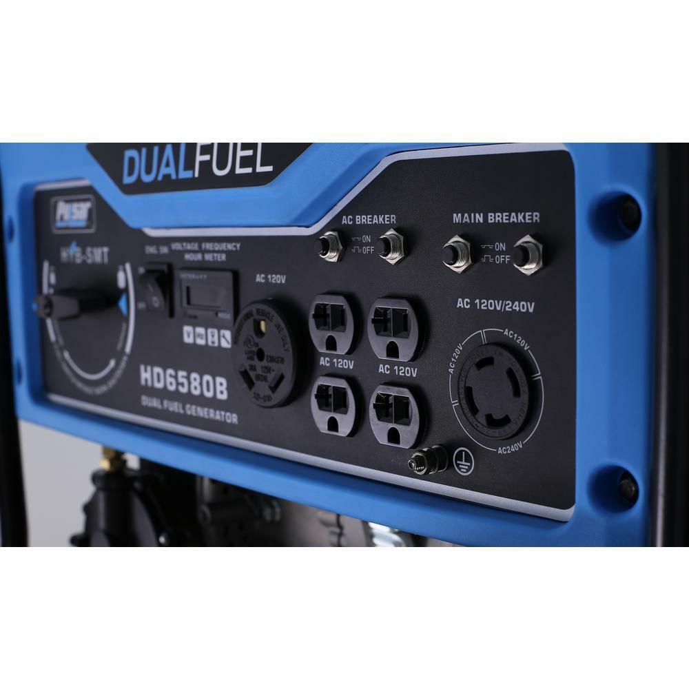 Pulsar 6,580-W Portable RV Ready Dual Fuel Gas Powered Generator with Wheel Kit