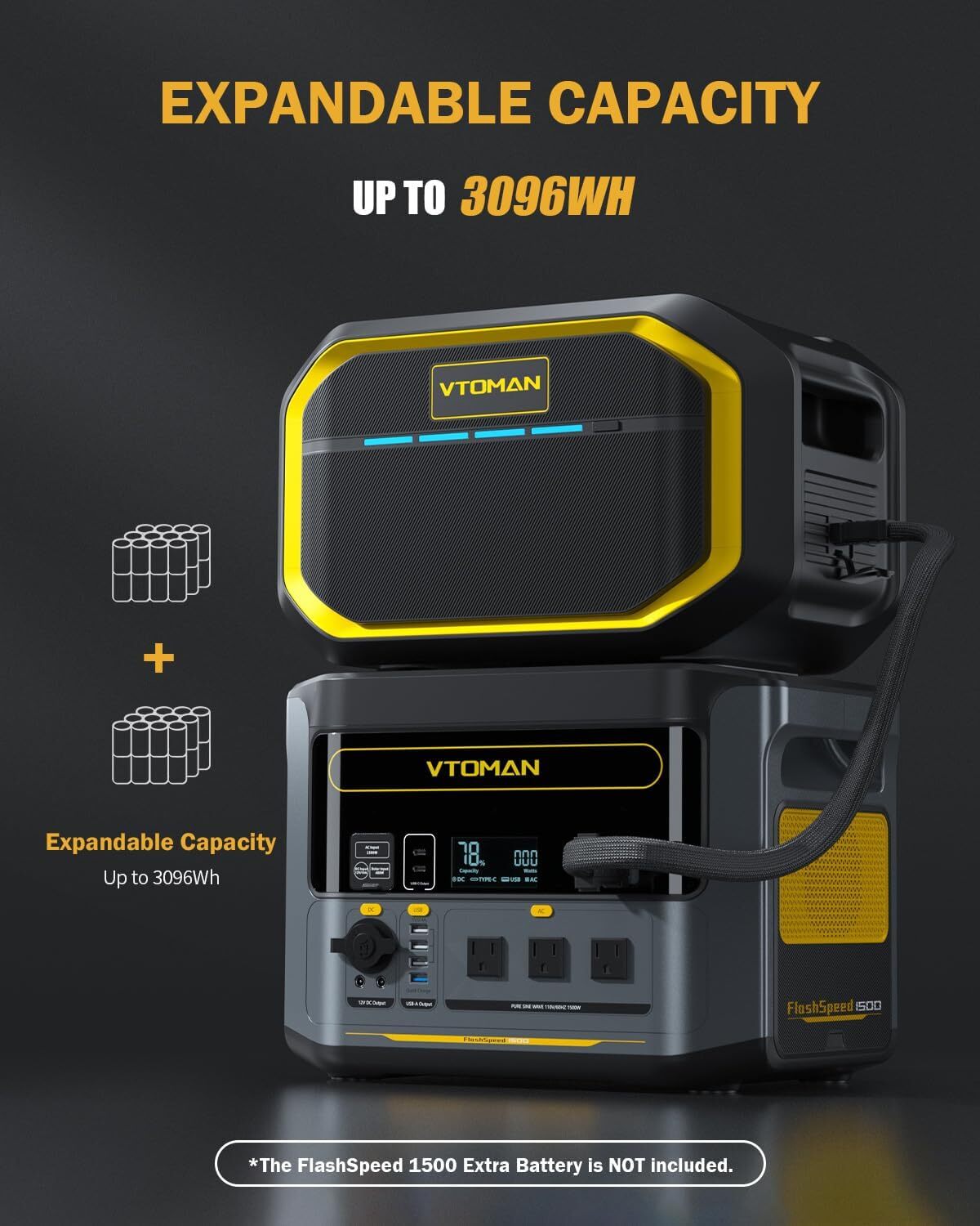 VTOMAN FlashSpeed 1500 Portable Power Station 1500W 1548Wh 1 Hour Fast Charge US