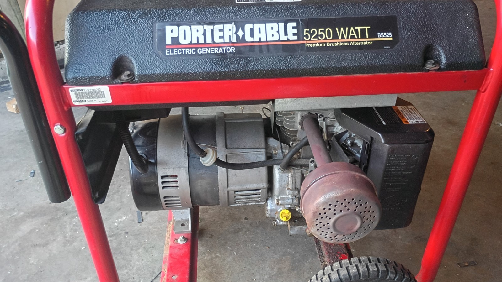 Porter Cable 10.0 HP 5250 Watt Gasoline Power Generator Model 19E412 Used Works