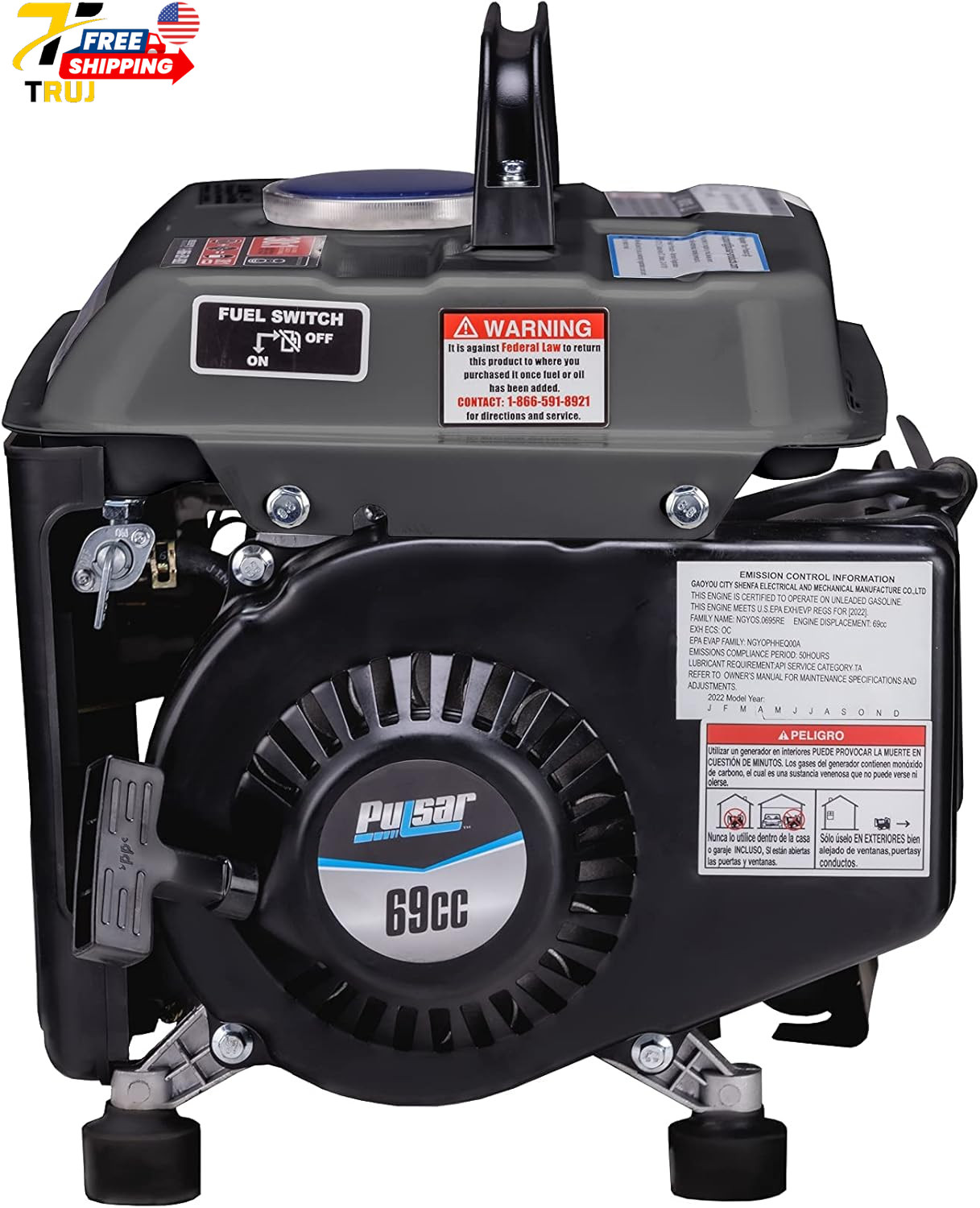 G1200SG 1200W Carrying Handle Gas Powered Portable Generator 1200W Black/Gray