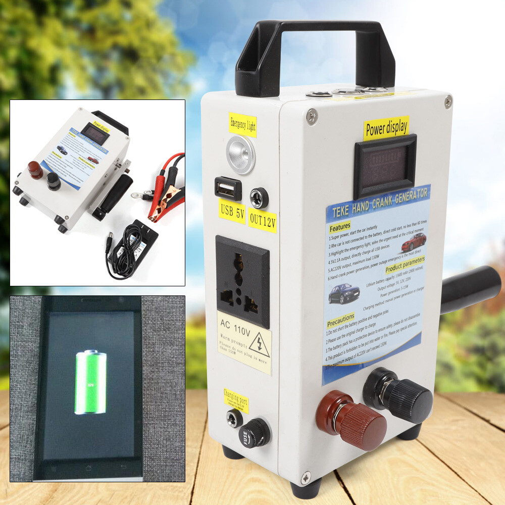 Household Hand Crank Generator Portable Power Supply Emergency Charger 110V 150W