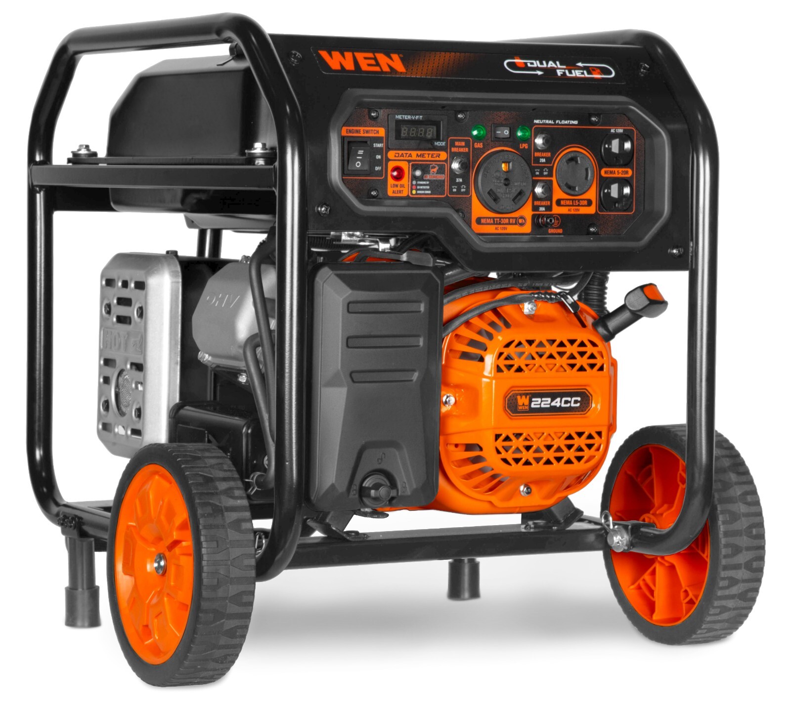 WEN DF5600X 5600W Dual Fuel Portable Generator, 224cc Electric Start, CO Sensor