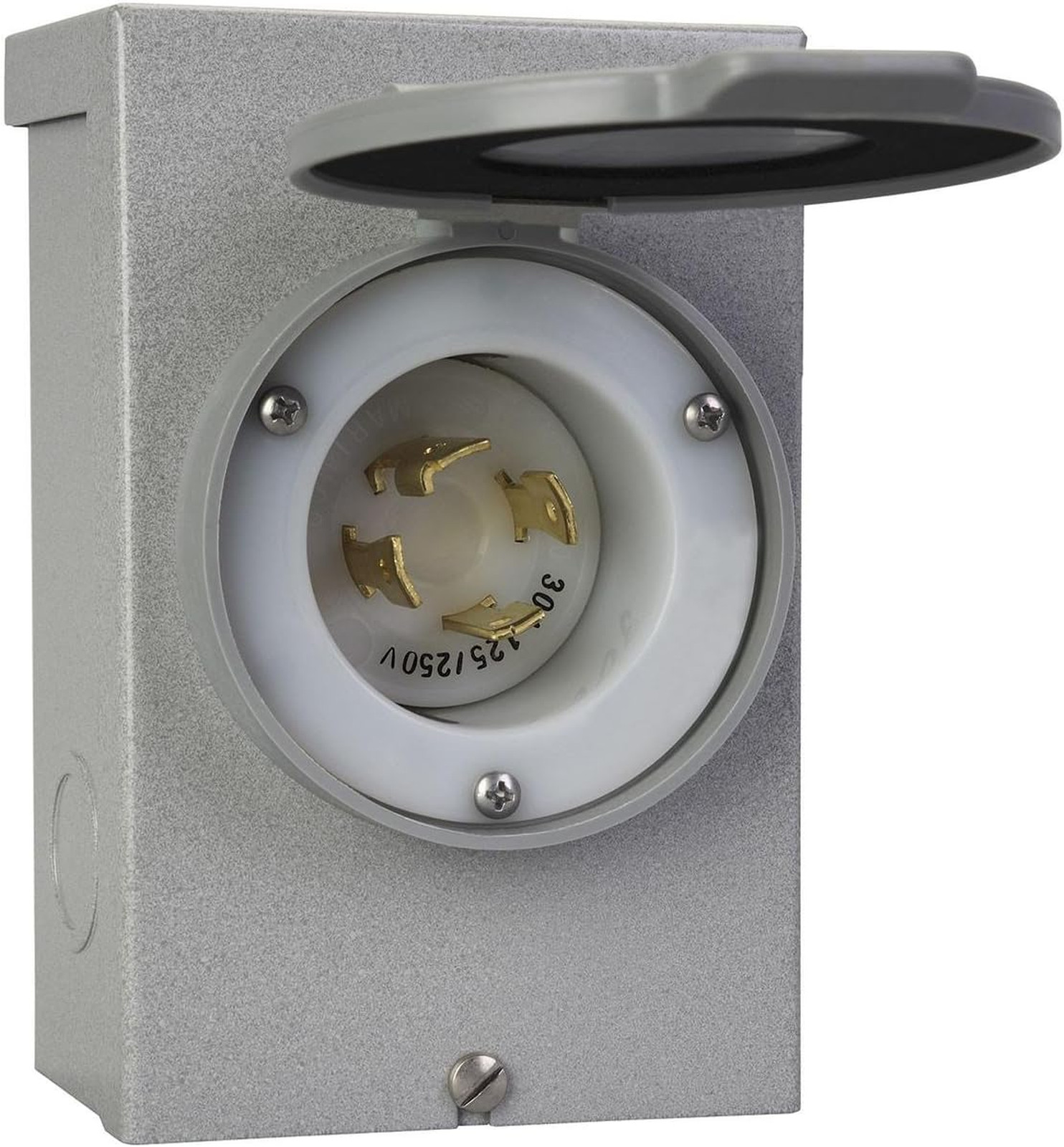Generators Power Inlet Box 30 Amp NEMA 3R Gray for Up to 7500 Watts, Rust Proof