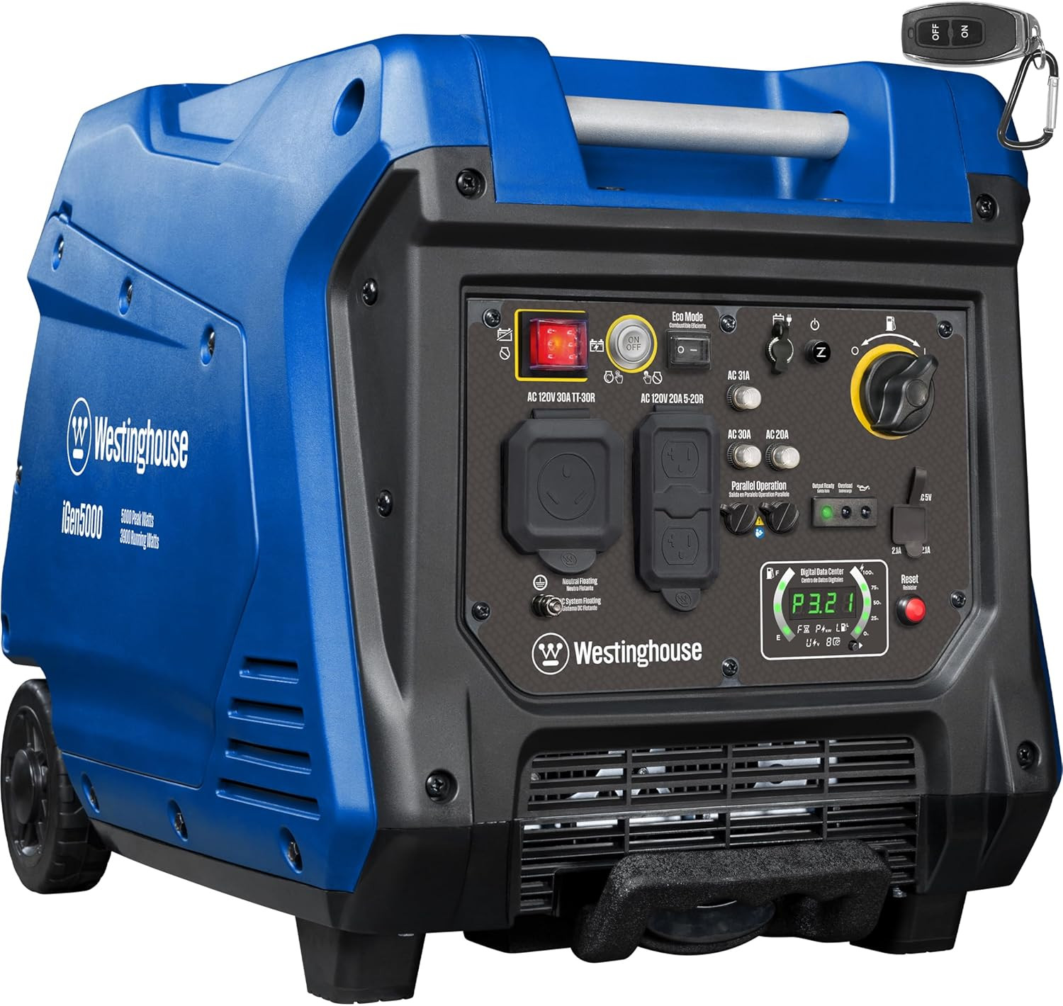 5000 Peak Watt Super Quiet Portable Inverter Generator, Remote Electric Start wi