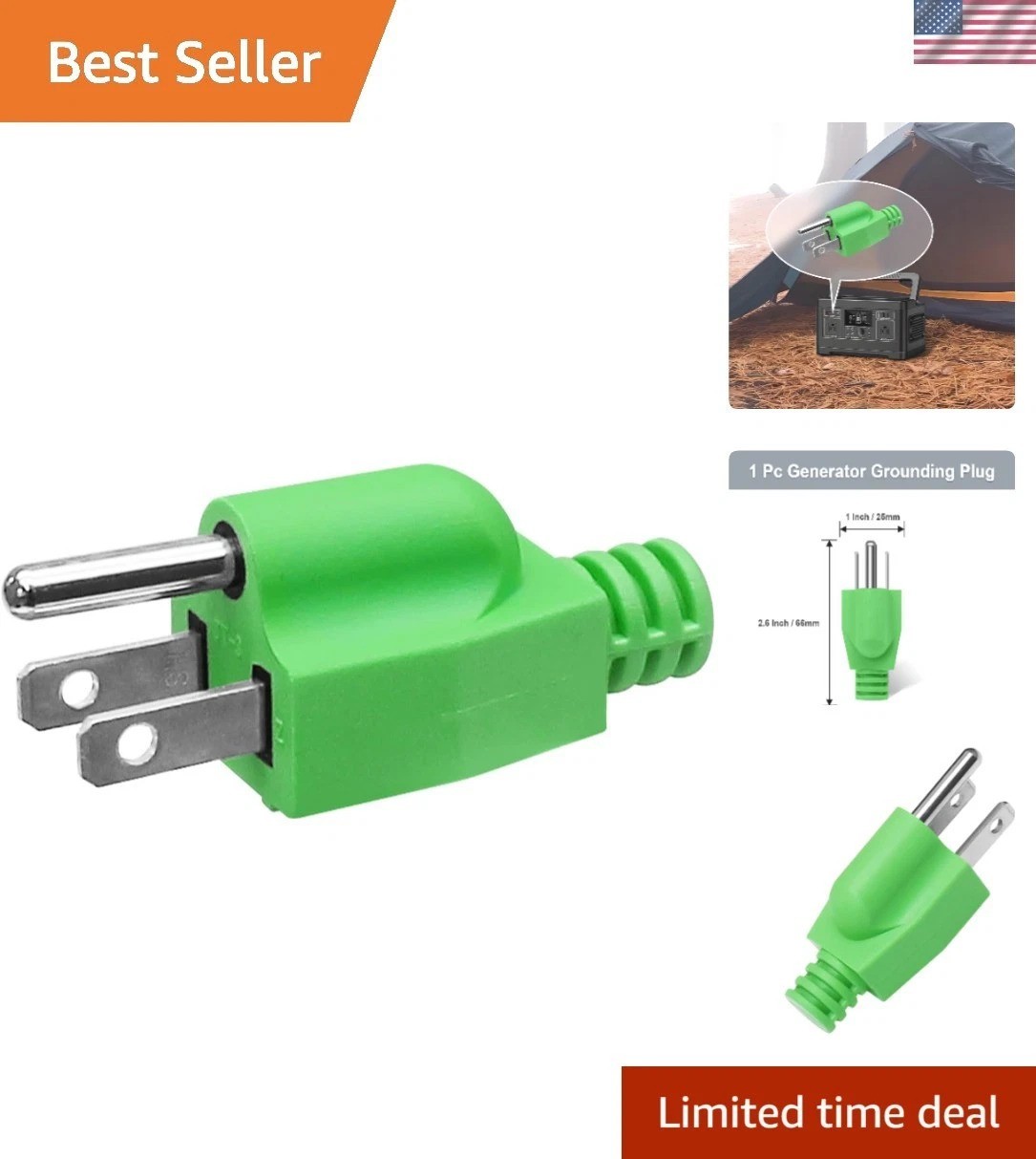 1 Pack Green Neutral Ground Bonding Plug – Essential RV Generator Surge Prote…