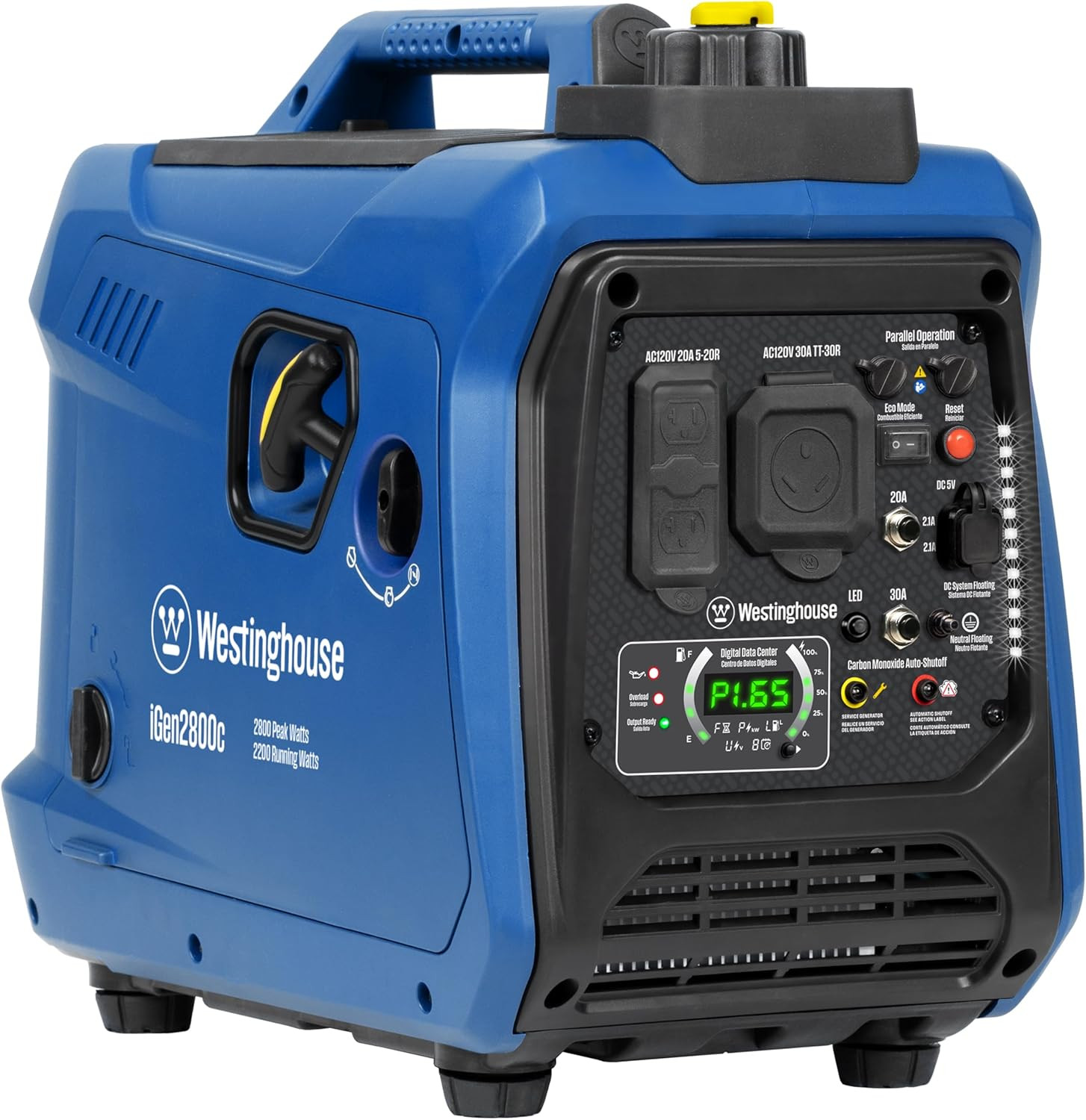 2800 Peak Watt Super Quiet & Lightweight Portable Inverter Generator, Gas Powere