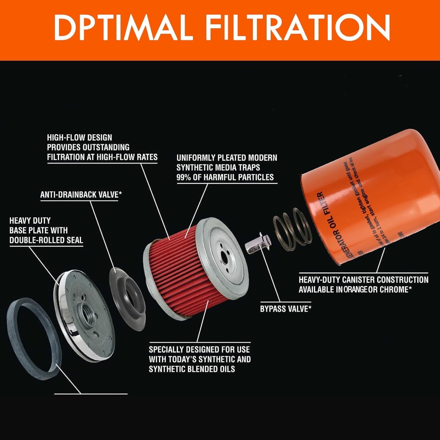 070185ES Oil Filter for Generac Guardian 8-24kW Air-Cooled Home Standby & Por…