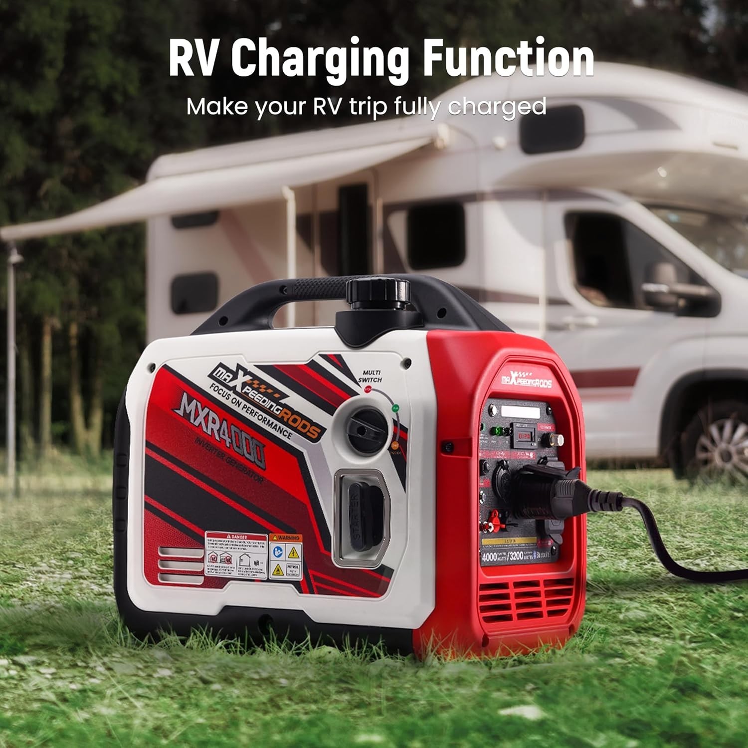 4000 Watt Inverter Generator Portable, Bluetooth® App Remote Data Monitor, RV Re
