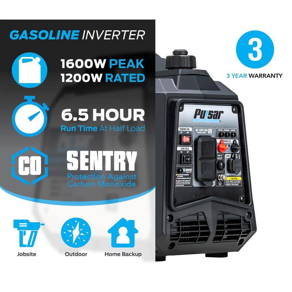 1600-Watt Recoil Start Gasoline Powered Inverter Generator with CO Alert