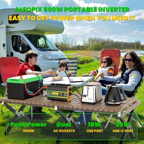 500 Watt Power Inverter for Vehicles, Car Power MSW Inverter 500 Watt Black