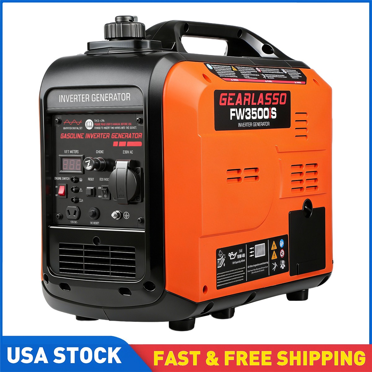 5000W Portable Inverter Generator Gas Powered Quiet for Home Backup Quiet