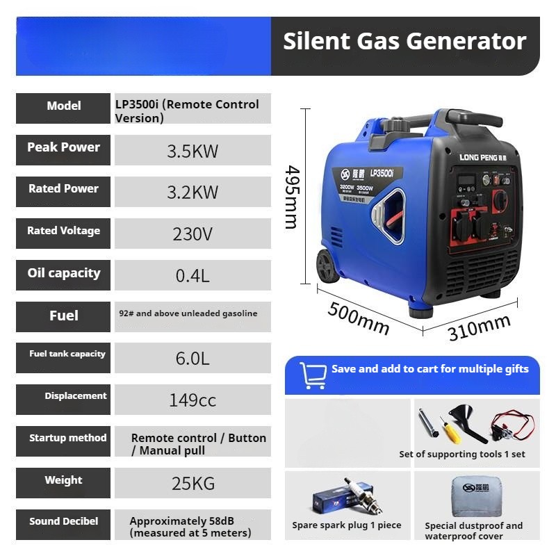 Gasoline Generator Small Household Mute Frequency Conversion Outdoor Portable