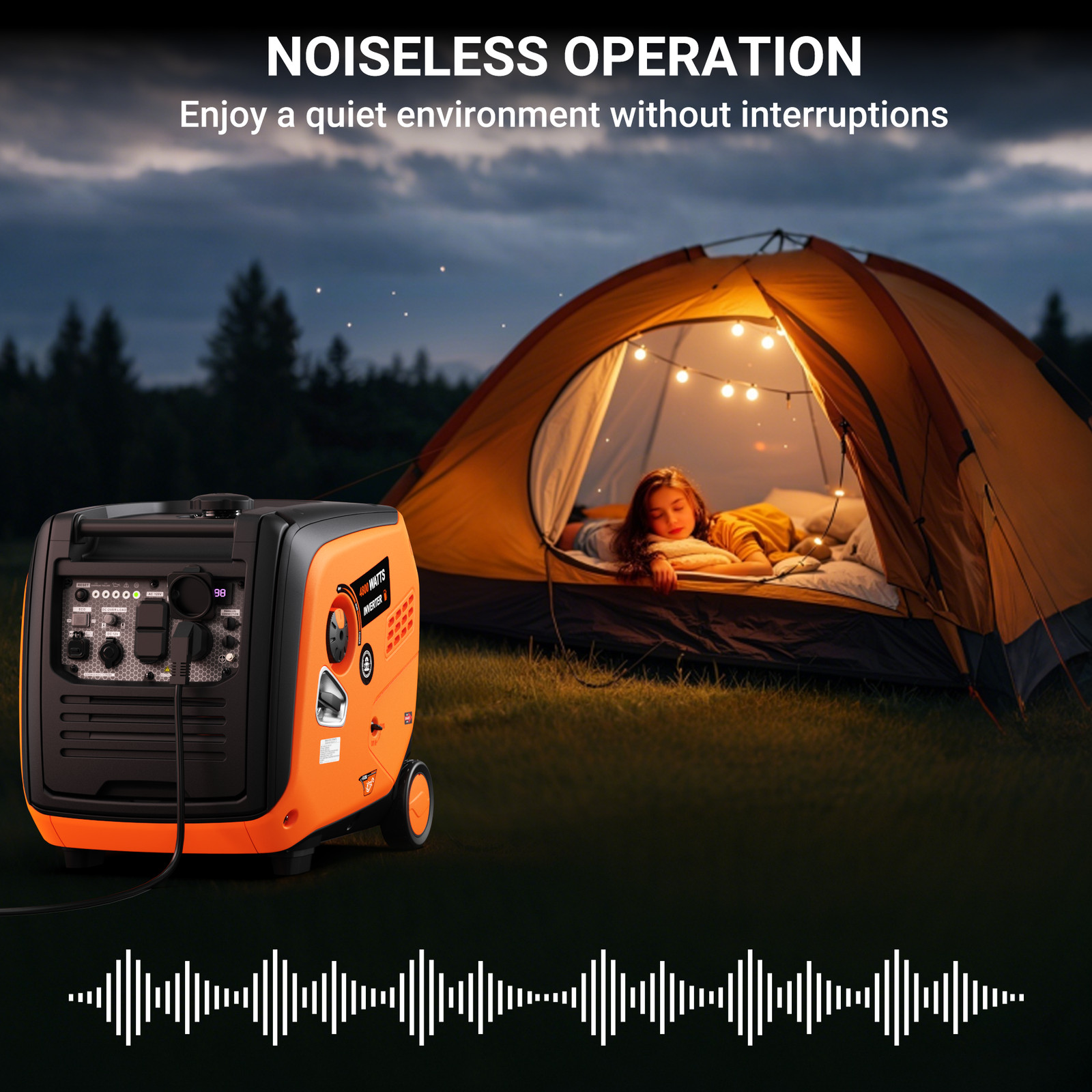 Efurden 4800W Gas Generator Portable Inveter Quiet Pure Sine Save CO / ECO Mode