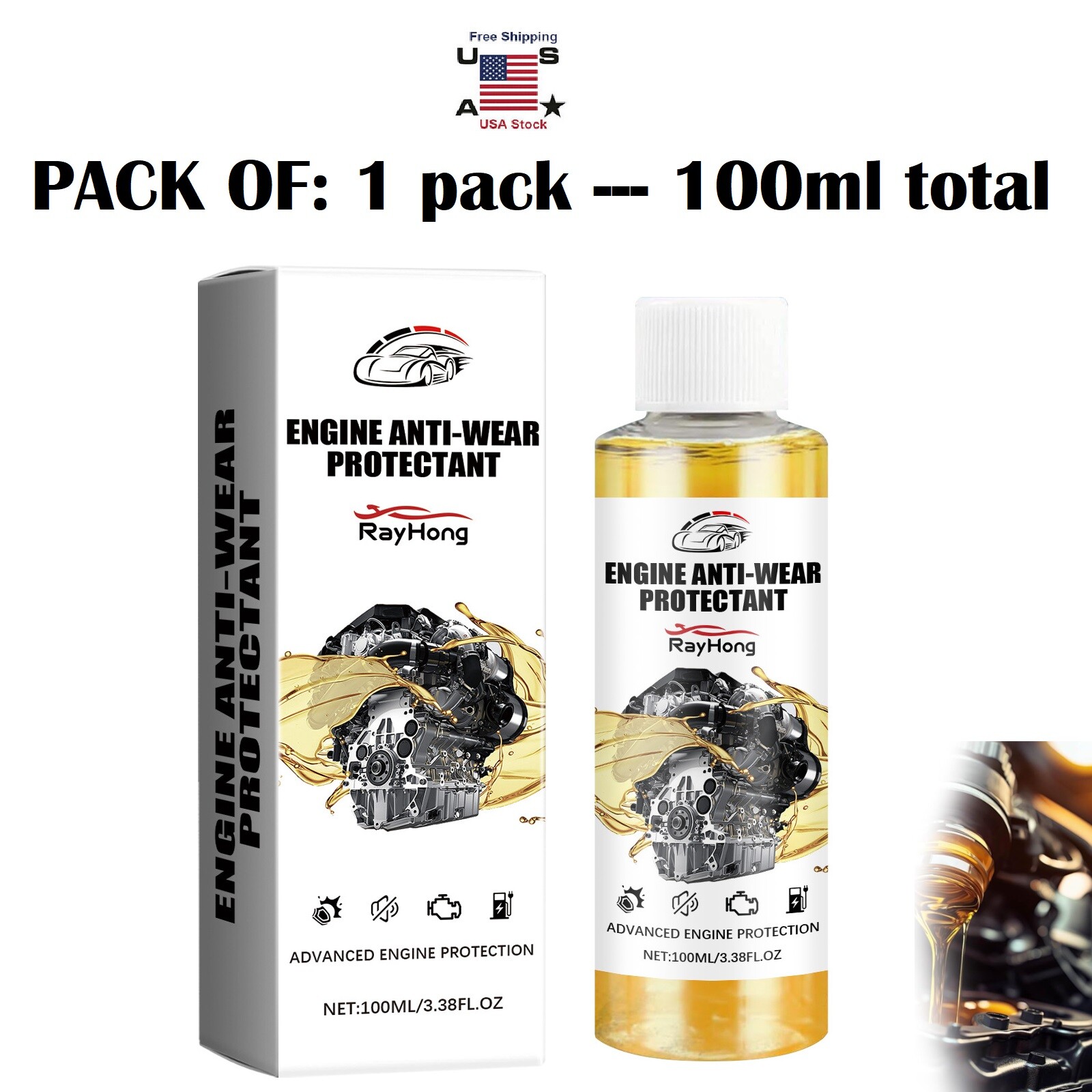 2Pcs Anti-Wear Engine Treatment Oil Additive Highly Effective Engine Protectant