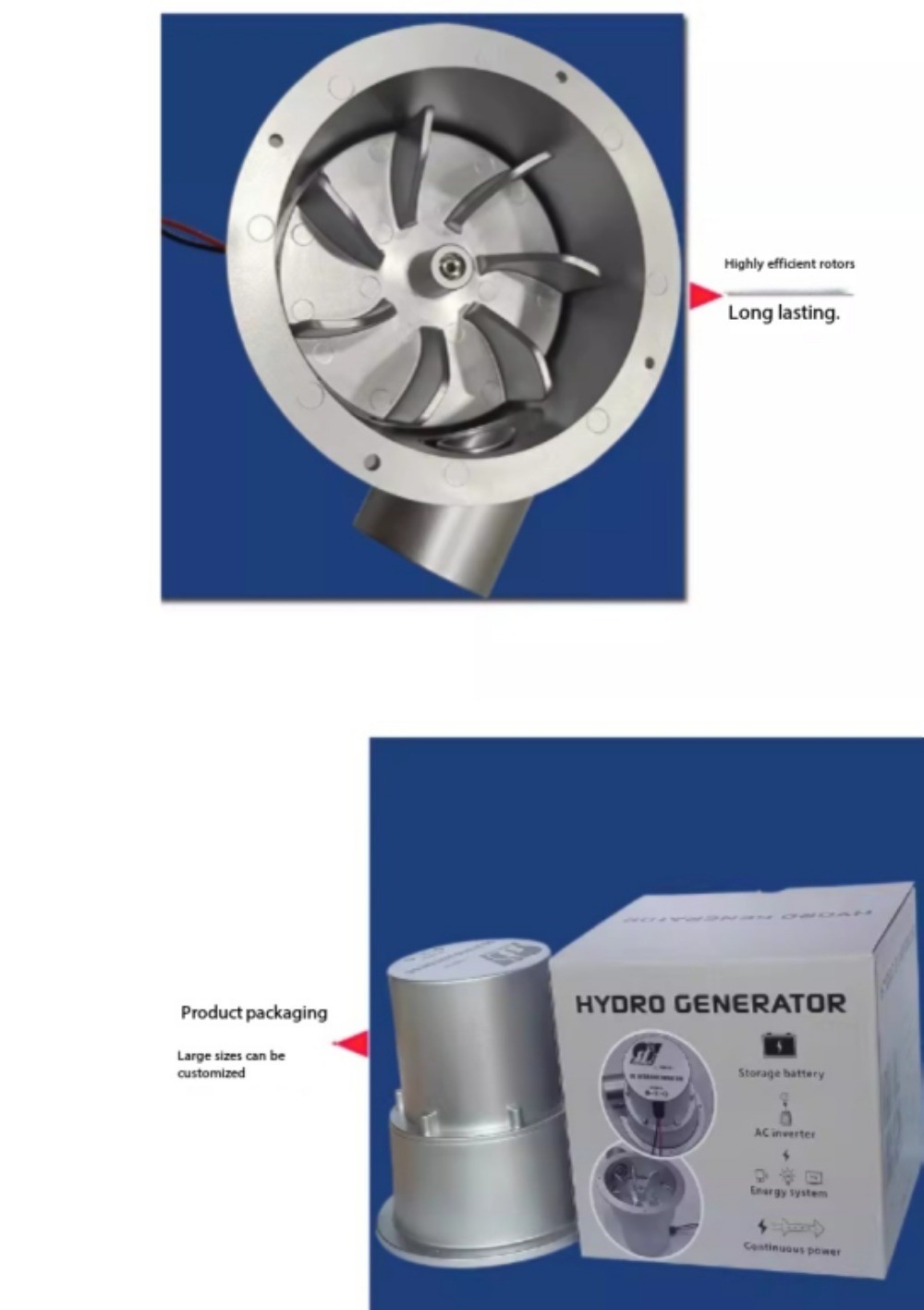 Hydraulic Generators Water Turbine Type DC Permanent Magnet Brushless Motors