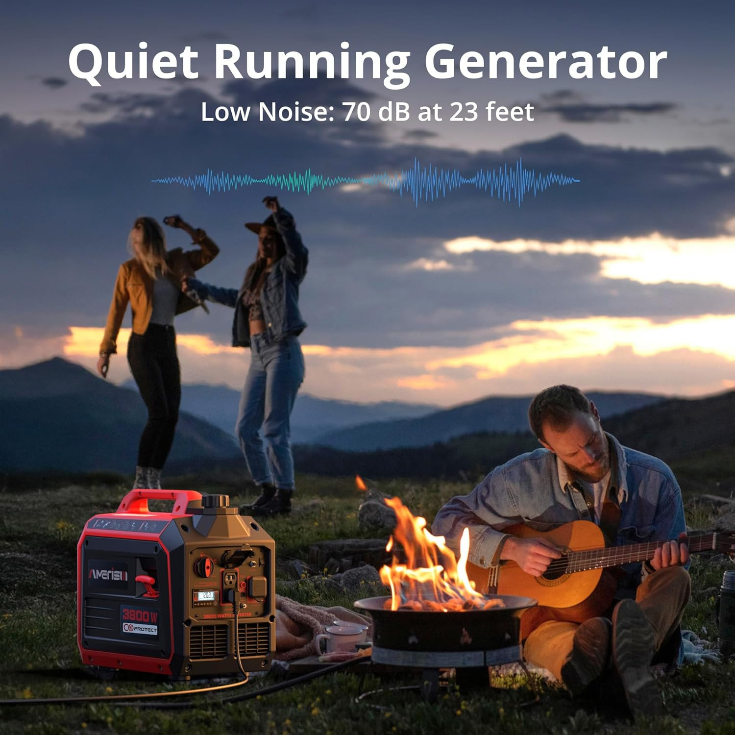 3800W Portable Inverter Generator with CO Sensor – Quiet & Lightweight for RV/Ca