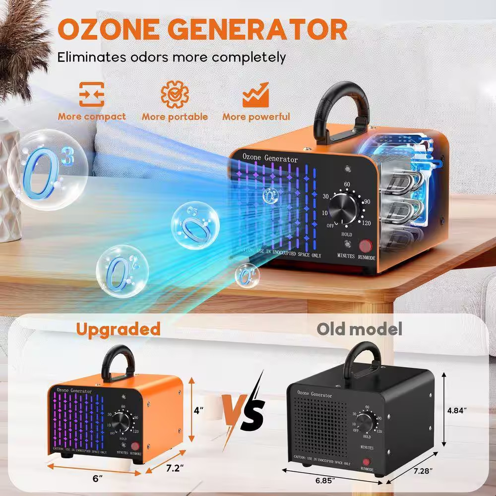 7000 Sq. Ft. 80,000 Mg Ion Generator Ozone Generator in Orange with Timer for Ca