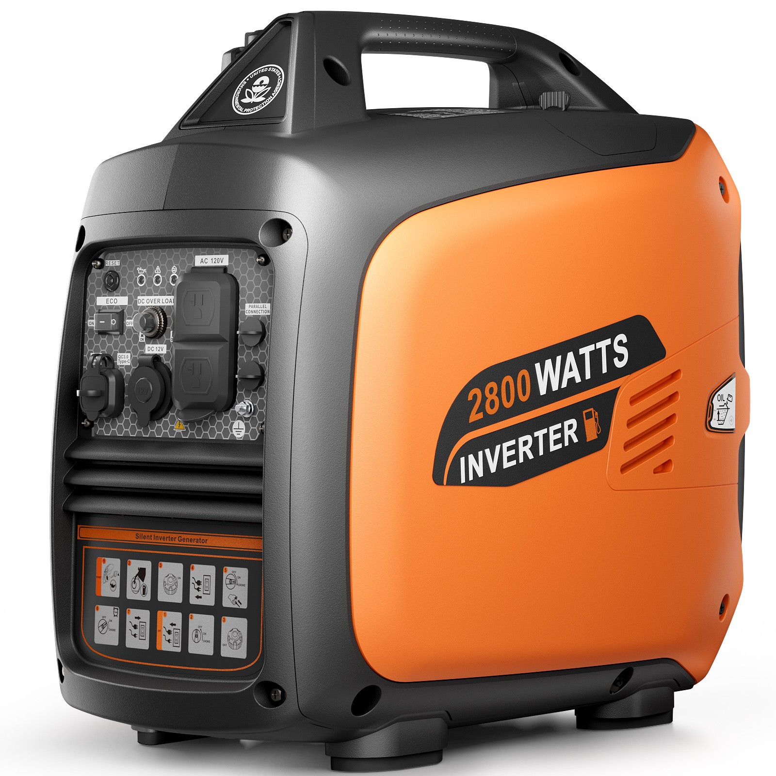 Efurden Portable Inverter Generator Quiet Gasoline Powered 2800W for Outdoor Use