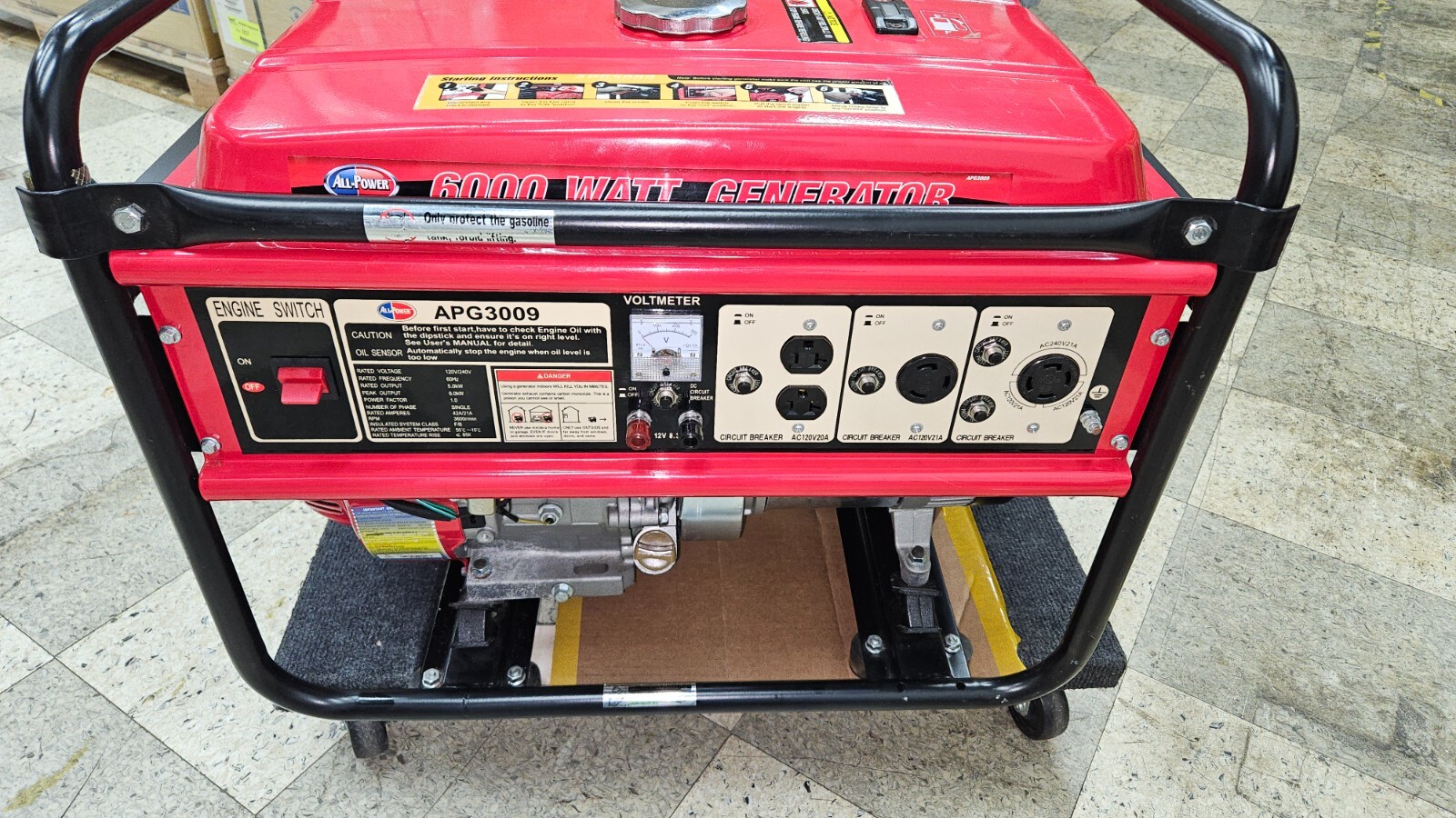 All Power Generator 6000 Watt. MINT. Tested. Fully Functional. Very Low Hours.