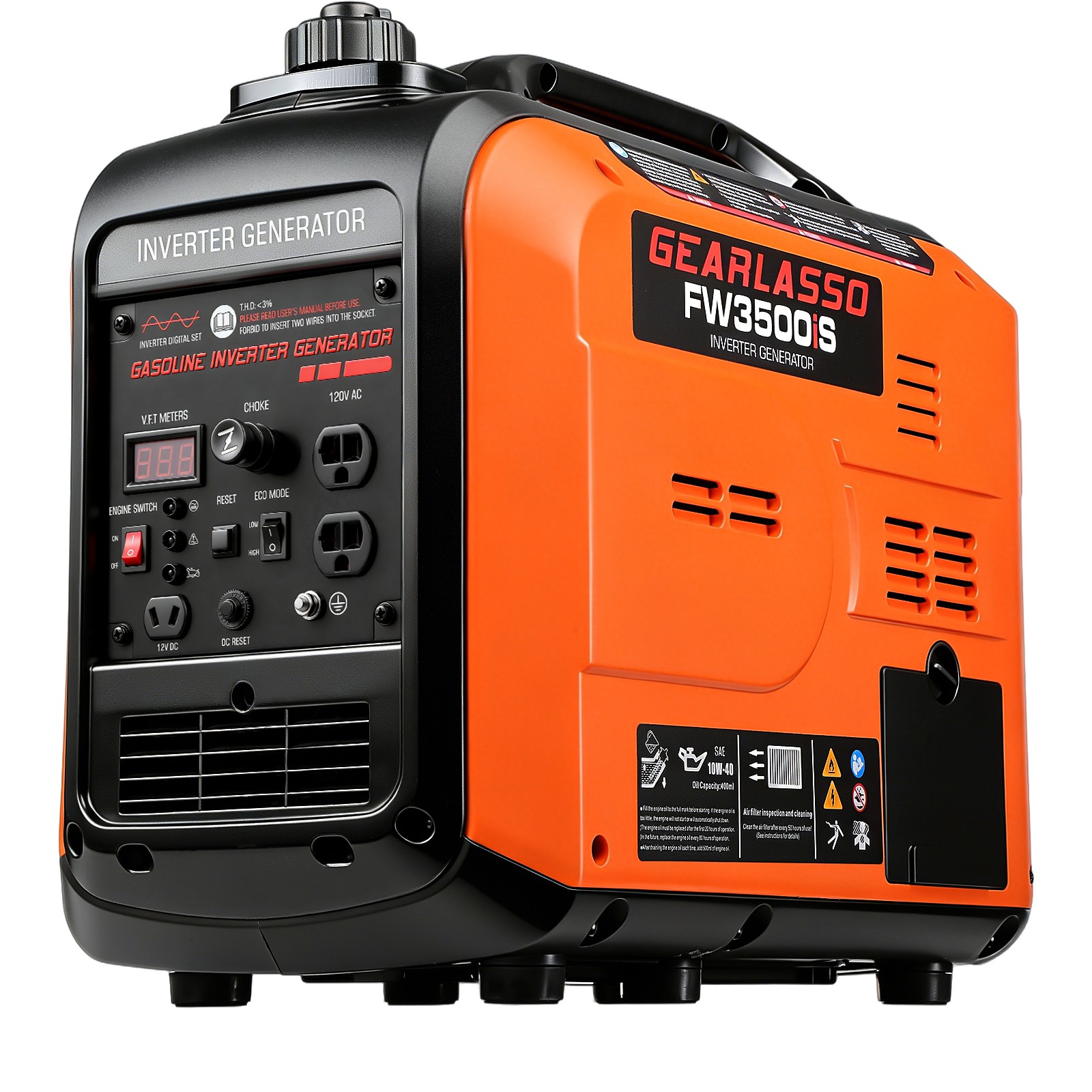 3500W Portable Inverter Generator Gas Powered For Outdoor Camping RV Trailer