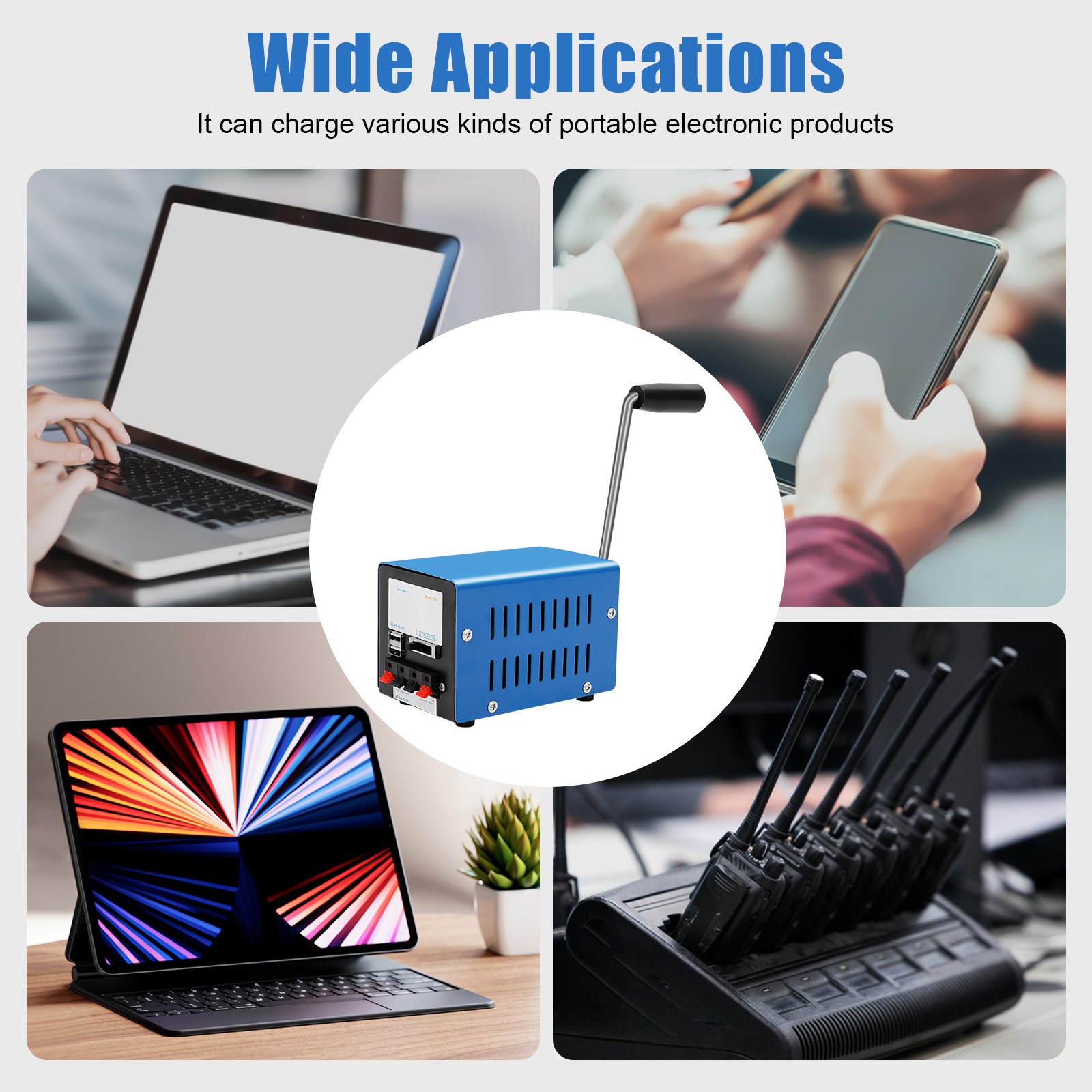 Portable Hand Manual Crank 20W Emergency Power Generator Electric USB Charger