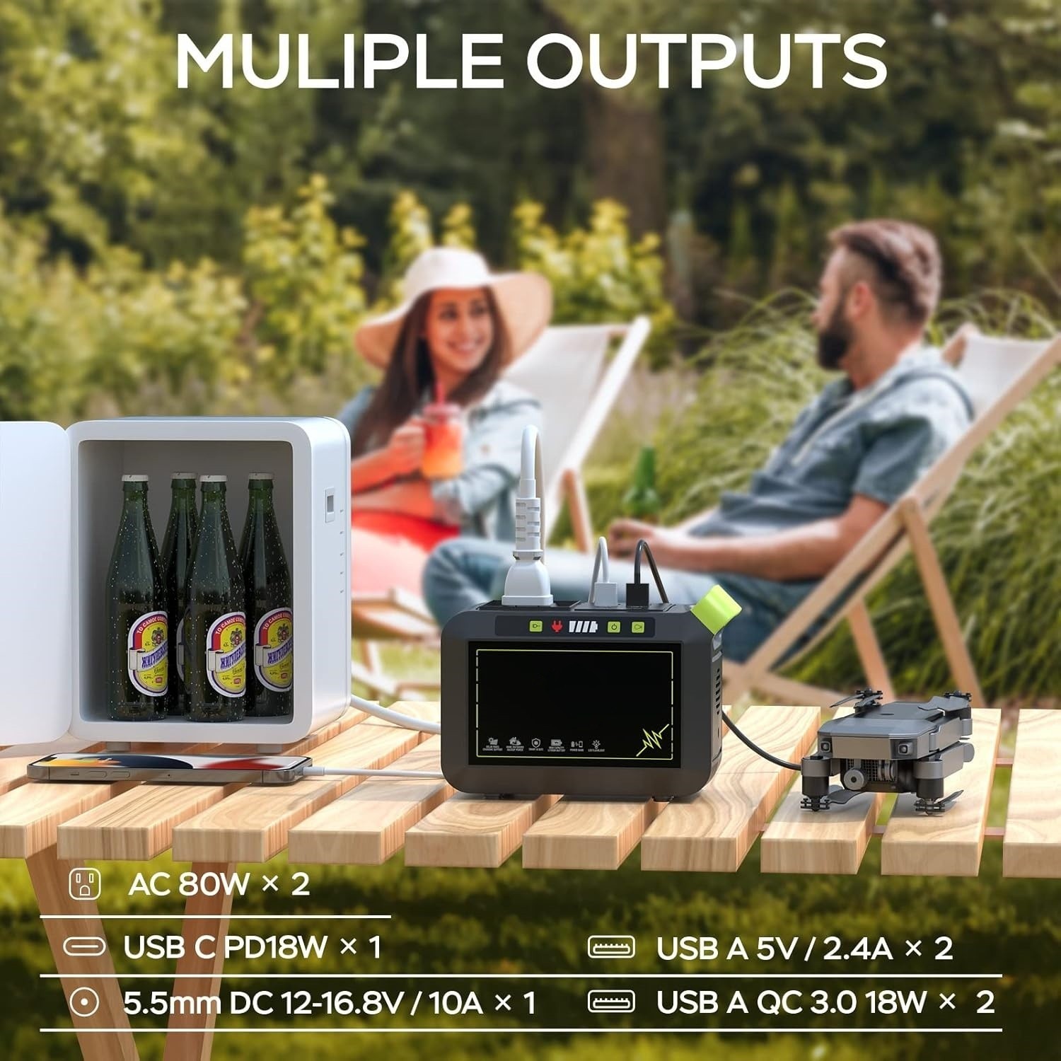 Estación De Energía Portátil 88Wh Generador Solar Batería Litio Para Camping NEW