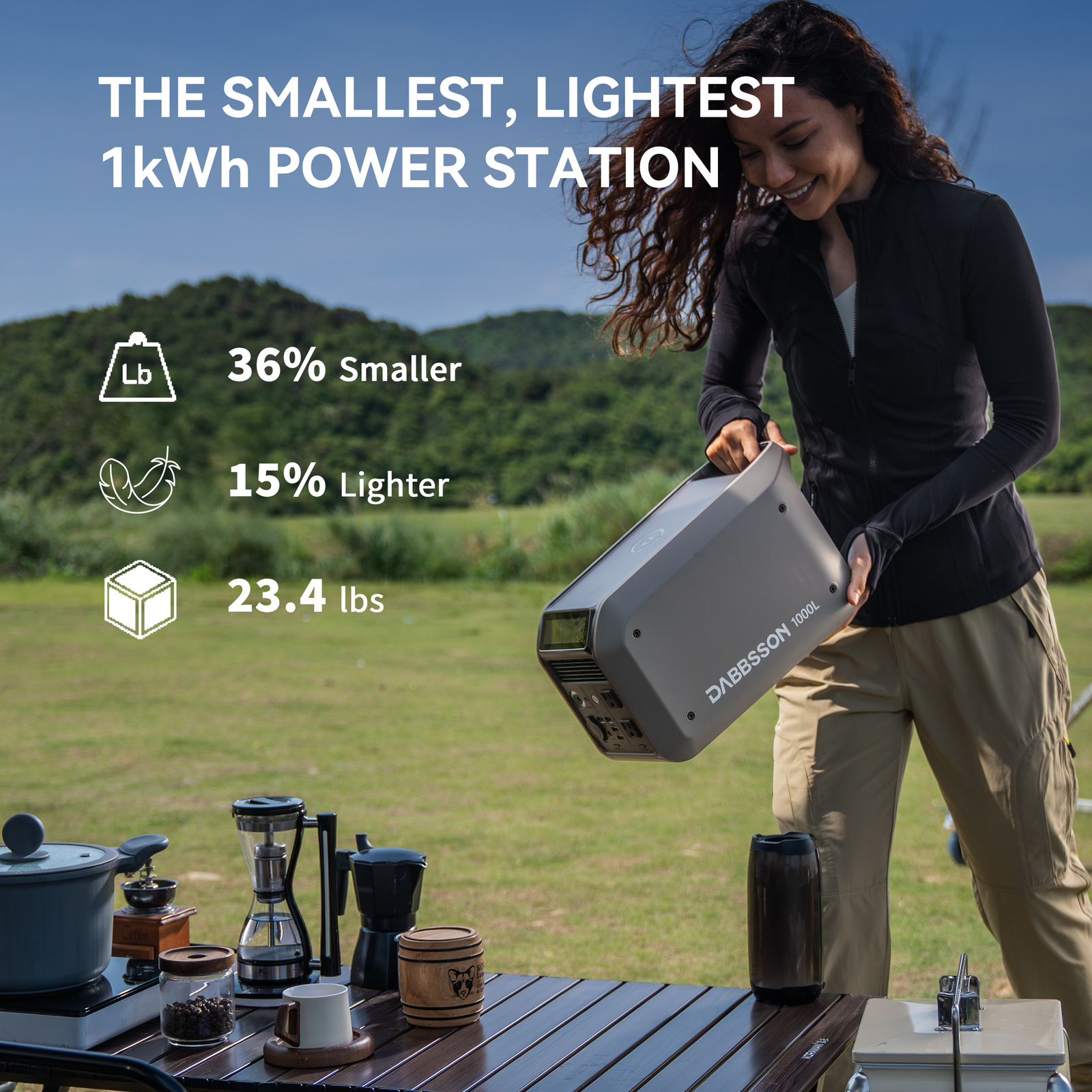 Dabbsson 1000L 1008Wh Portable Power Station 1200W Generator w/120W Solar Panel