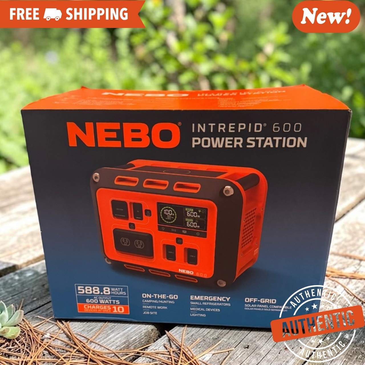 NEBO Intrepid 600 Power Station 600W Portable Generator Orange/Black Off-Grid