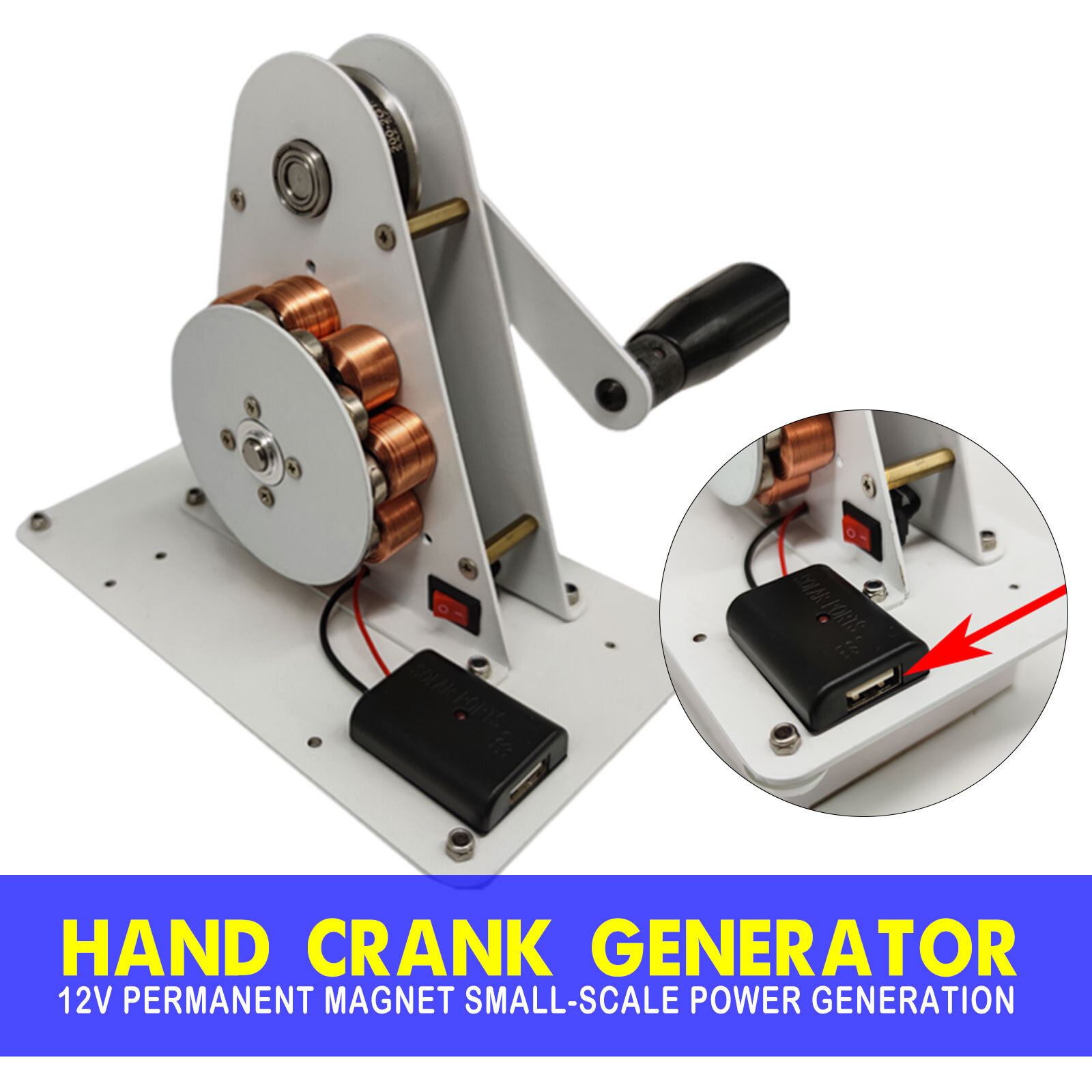 Portable Hand Crank Generator Outdoor Survival Emergency Manual Power Charger