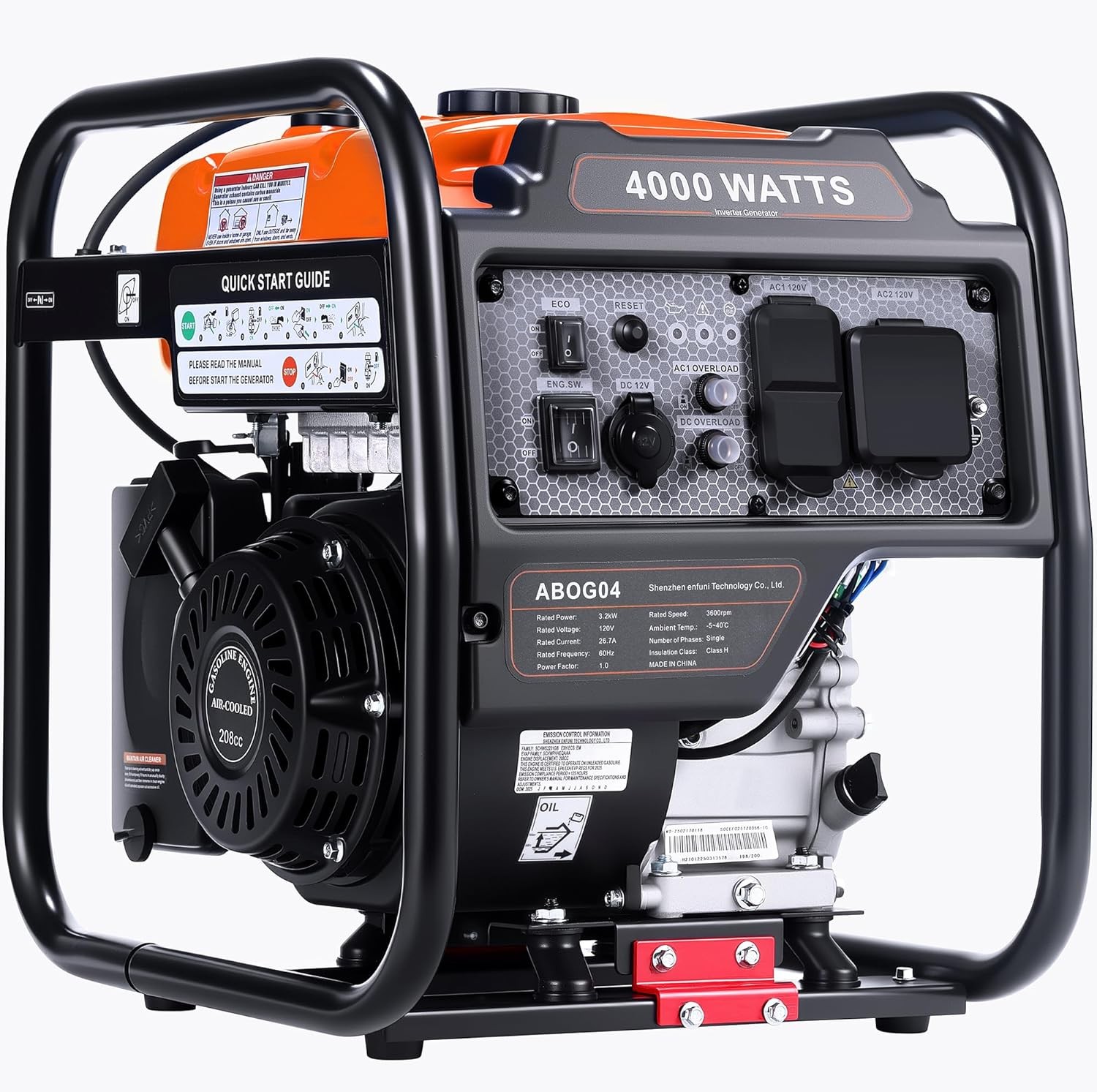 4000W Portable Gas Powered Generator Inverter 4 Stroke 208 cc Engine Emergency