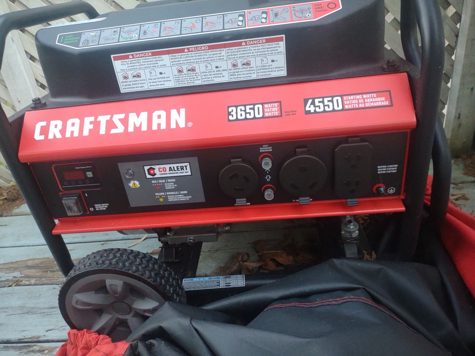 Craftsman 3650W/4550W Portable Power Generator Model 3650/4550 Red/Black