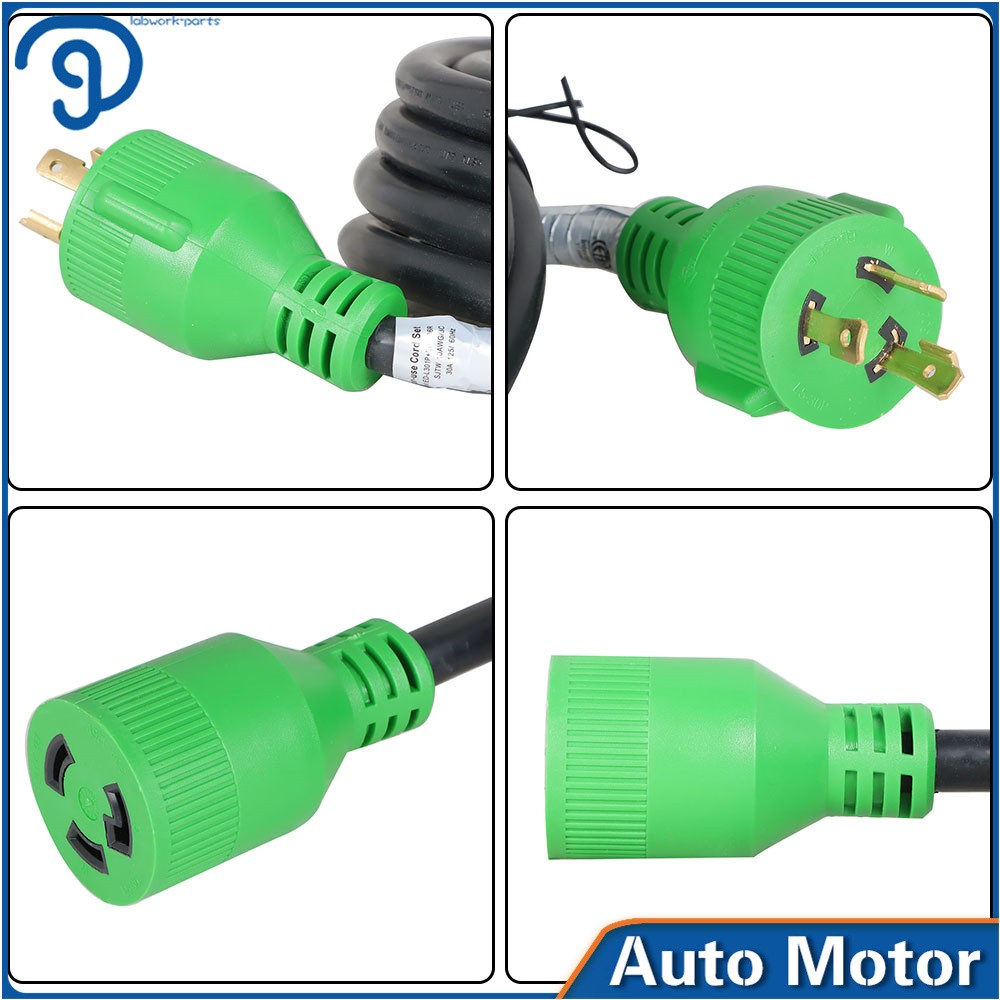 3 Prong 30 A Adapter Plug Generator Extension Cord 10-100 Ft NEMA L5-30P/L5-30R