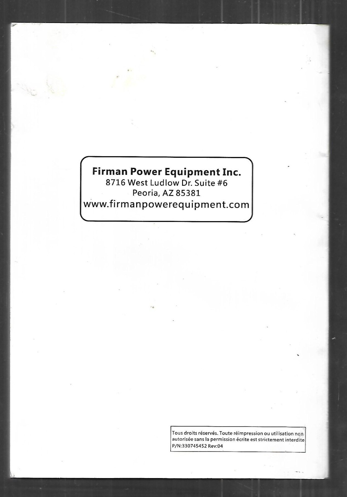 FIRMAN Portable Inverter Generator Owner’s Manual W03083
